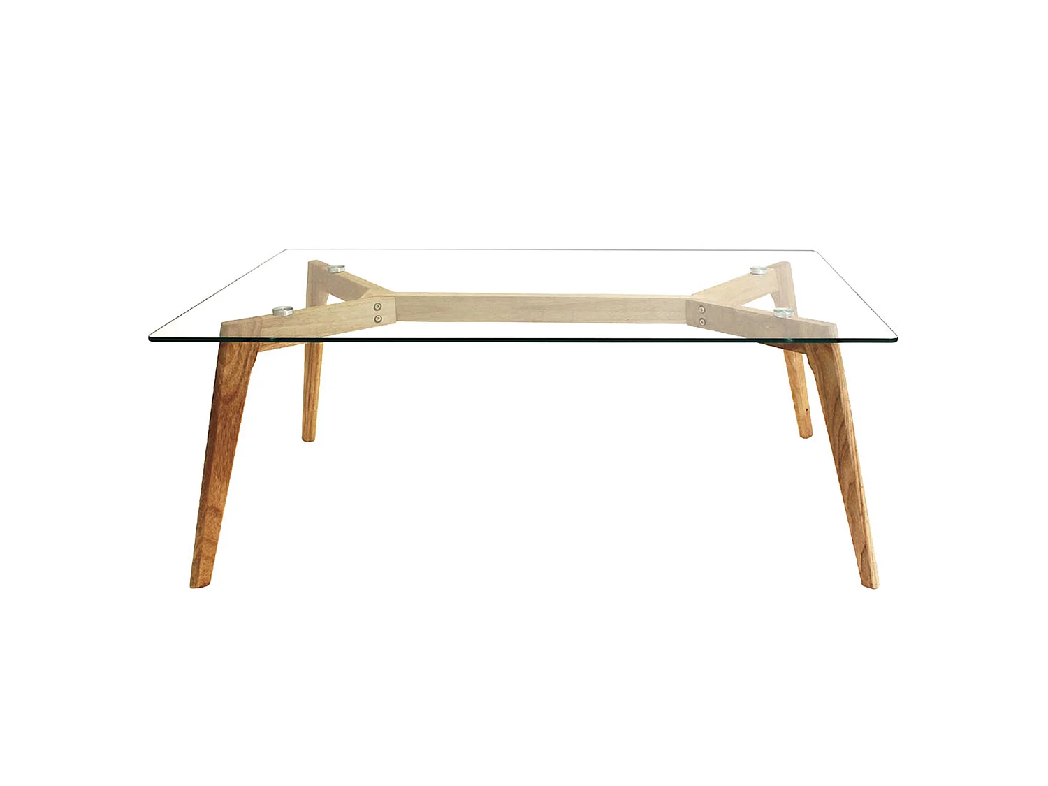 Table Basse Verre & Bois "Polax" 110cm Transparent