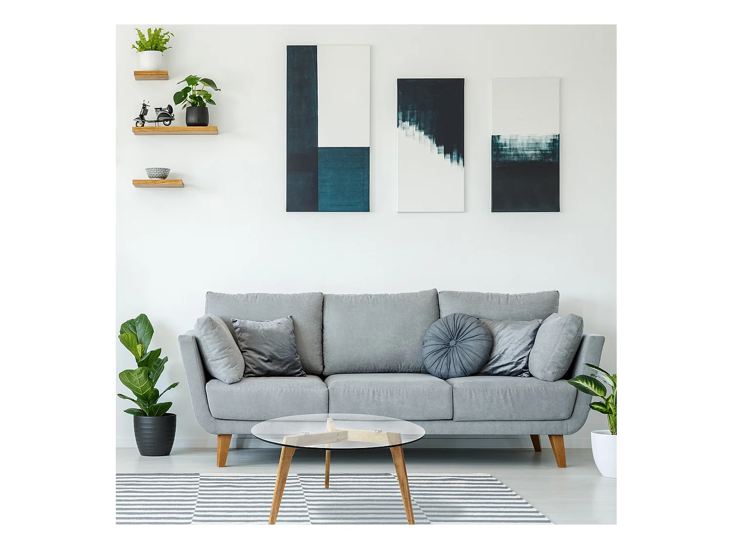 Table Ronde En Verre Diam 80 Cm Marron, Transparent