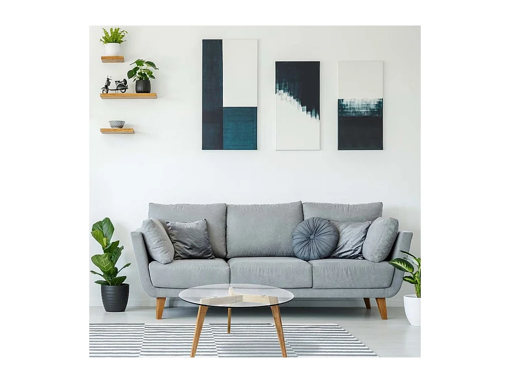 Table Ronde En Verre Diam 80 Cm Marron, Transparent