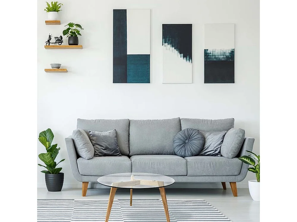 Table Ronde En Verre Diam 80 Cm Marron, Transparent