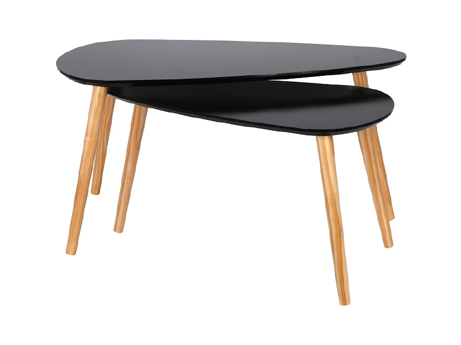 Table Gigogne Bois Galet Noir Noir