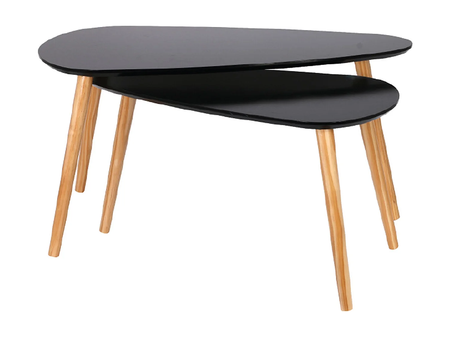Table Gigogne Bois Galet Noir Noir