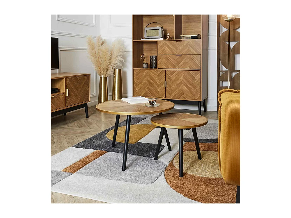 Table Gigogne Felix X2 Marron, Noir, Or