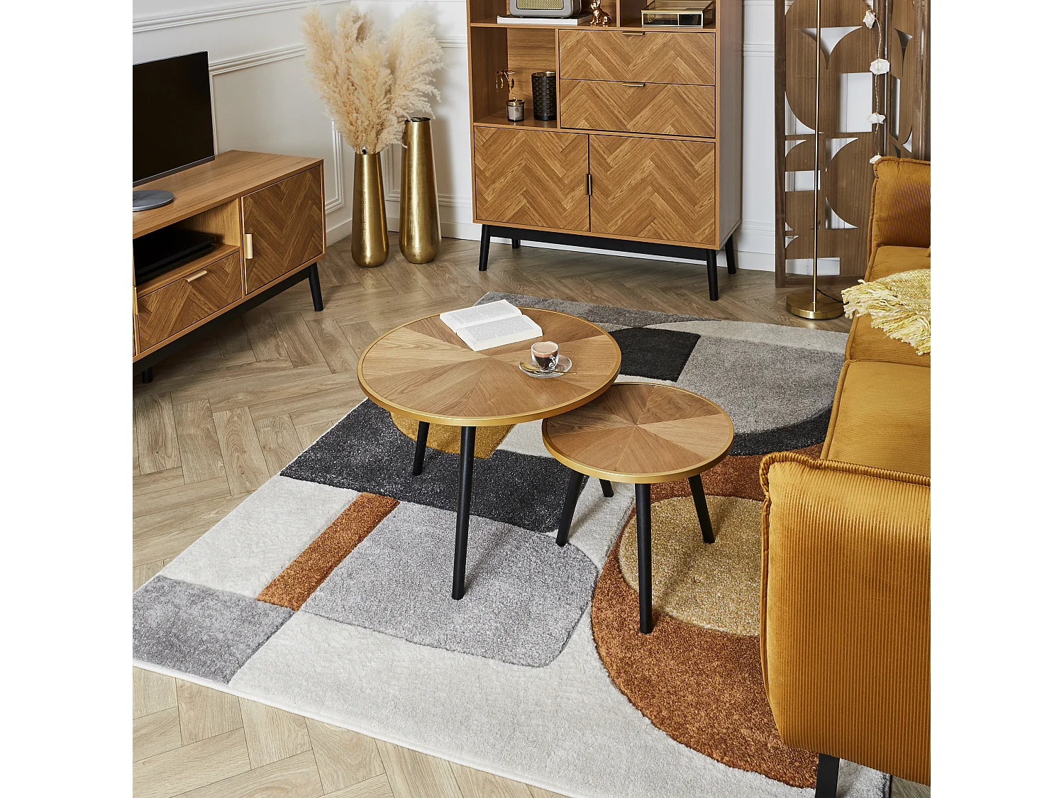 Table Gigogne Felix X2 Marron, Noir, Or