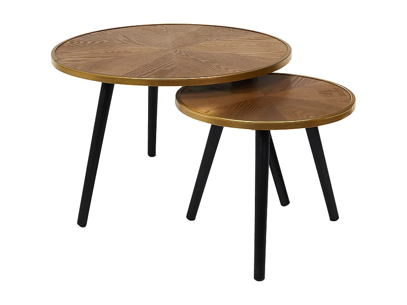 Table Gigogne Felix X2 Marron, Noir, Or