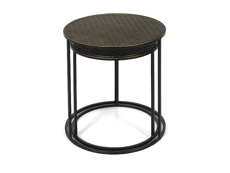 Table Gigogne Metal Martele Mirage X2 Noir, Or