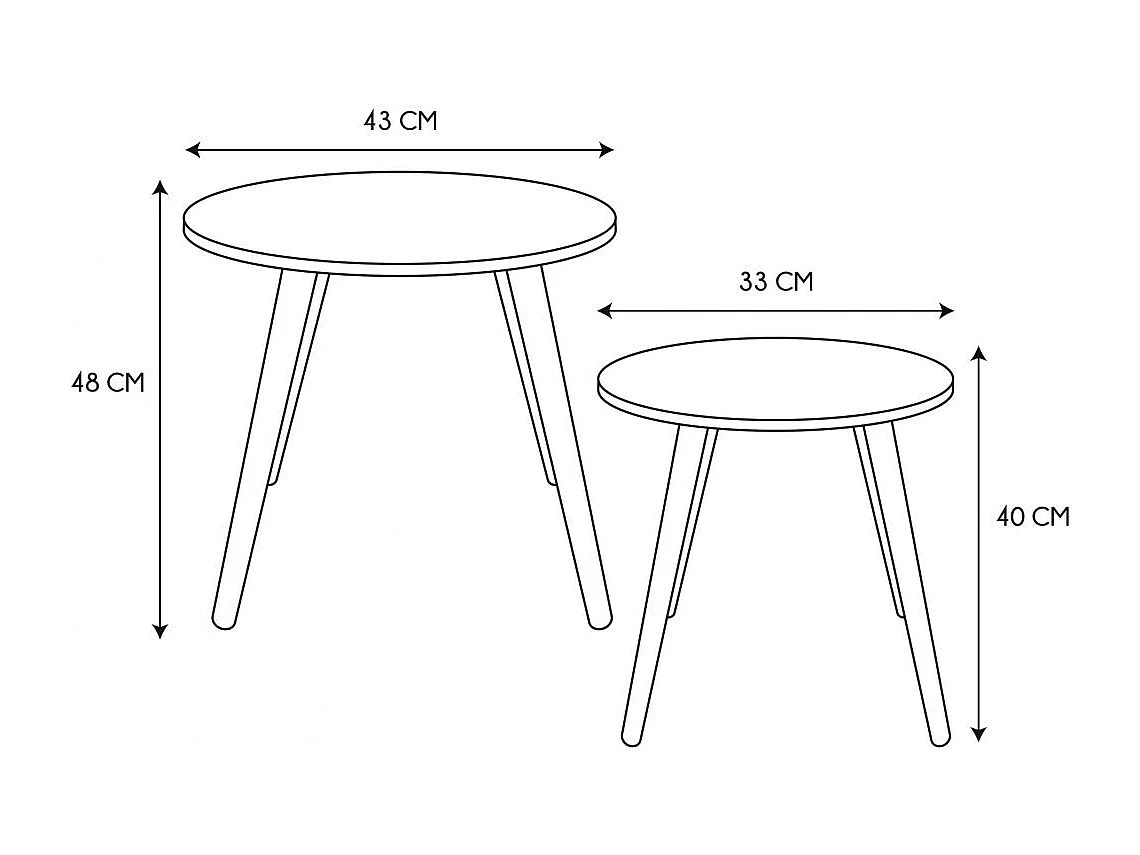 Lot de 2 Tables Gigognes "Bicolore" 48cm Rose