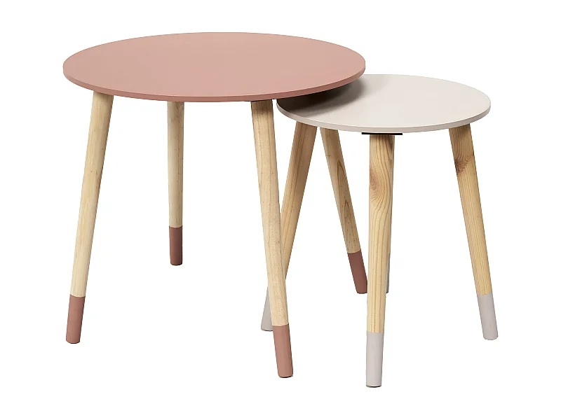 Table Gigogne Bicolore Rose X2 Rose, Blanc