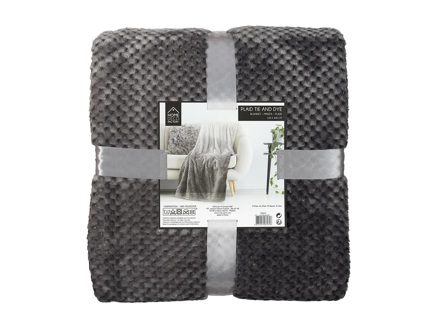 Plaid Nid Abeille Gris Xxl 150x200cm Gris