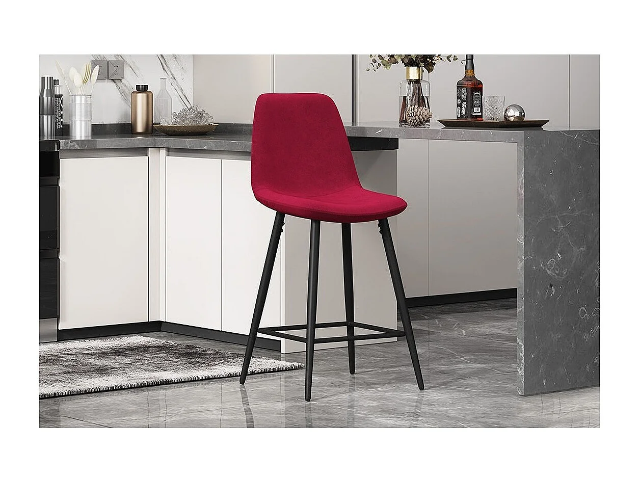 Fluwelen barkruk BOYLD, bordeauxkleurig