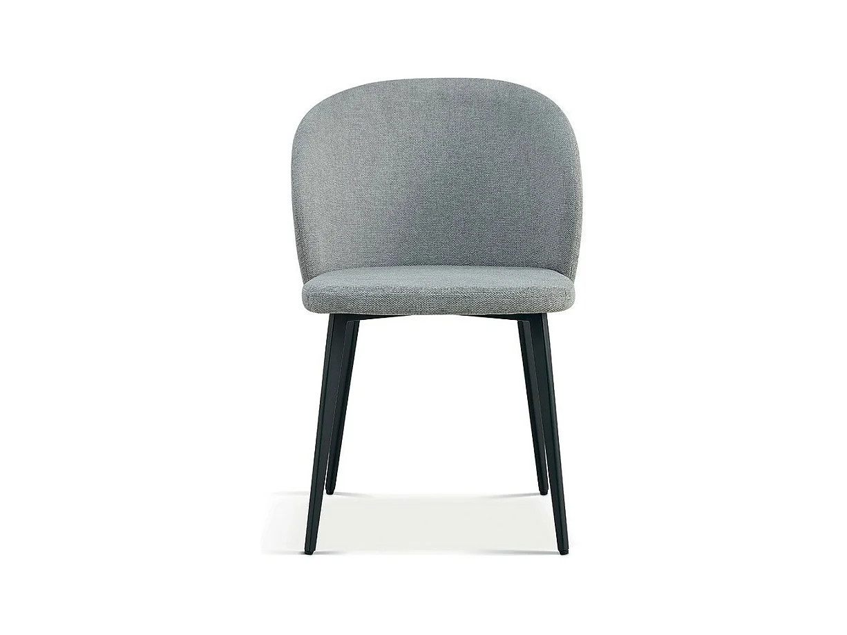 Cadeira estofada em tecido para sala de jantar na cor cinza claro. Coleção HARDIN.
