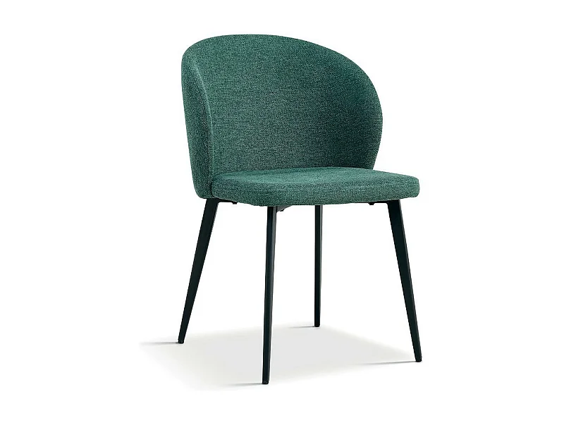 Silla tapizada en tela para comedor en color verde. Colección HARDIN