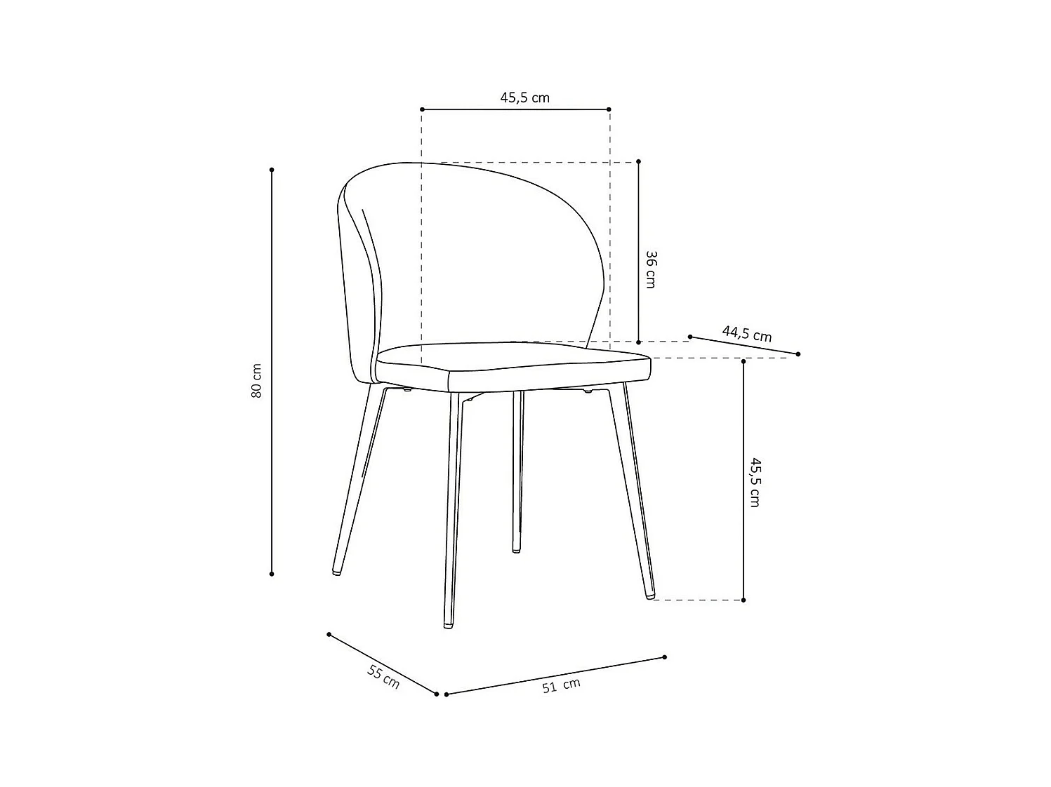 Sedia rivestita in tessuto per sala da pranzo colore verde. Collezione HARDIN