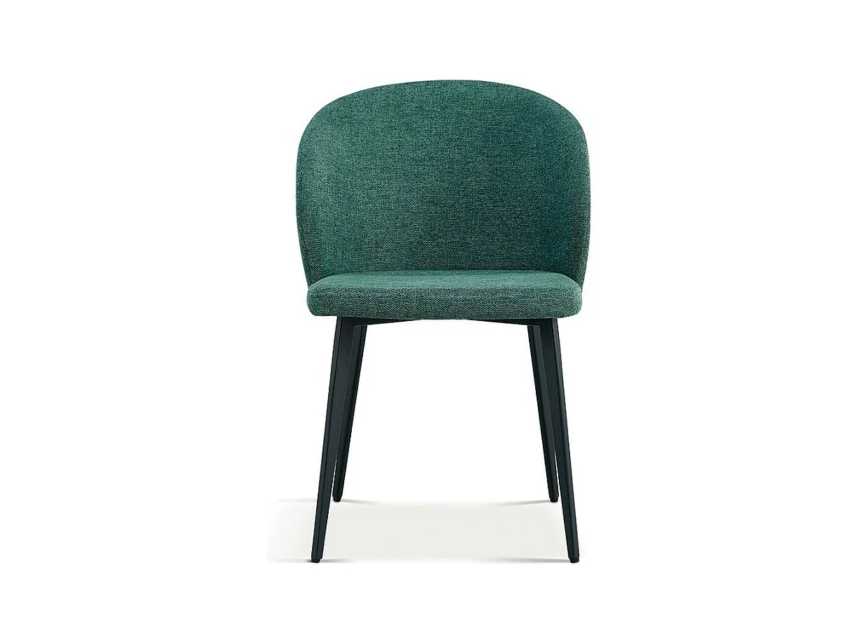 Sedia rivestita in tessuto per sala da pranzo colore verde. Collezione HARDIN