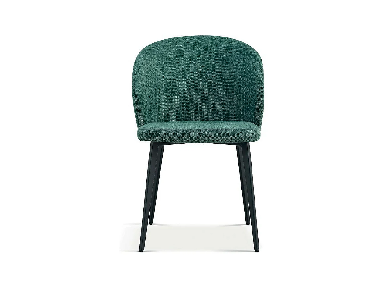 Sedia rivestita in tessuto per sala da pranzo colore verde. Collezione HARDIN