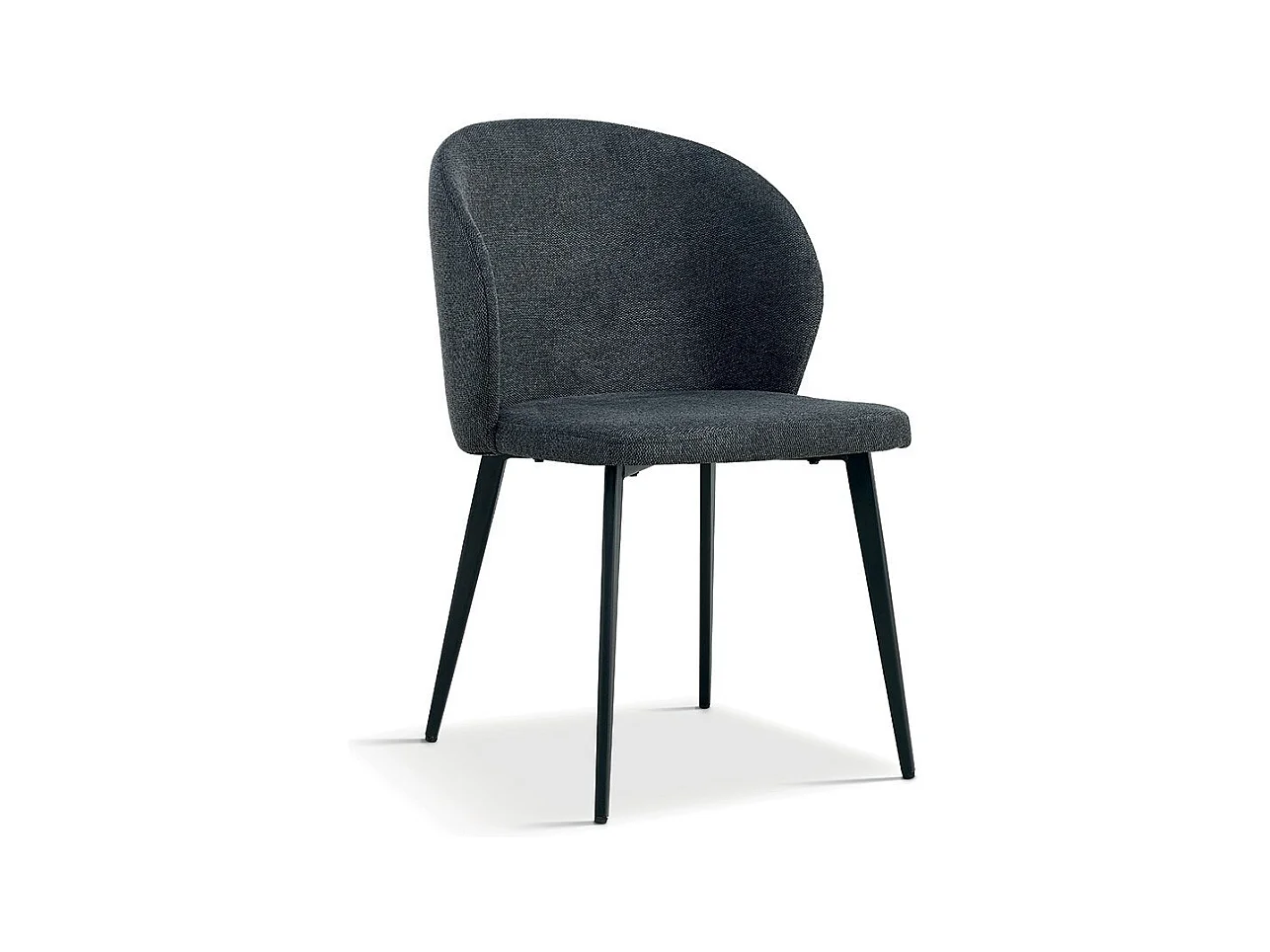 Stoel met stoffen bekleding voor eetkamer in donkergrijs. Collectie HARDIN