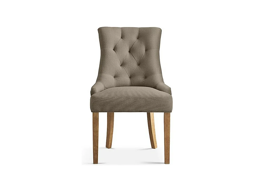 Chaise capitonnée en tissu pour salle à manger coloris taupe. Collection COSY