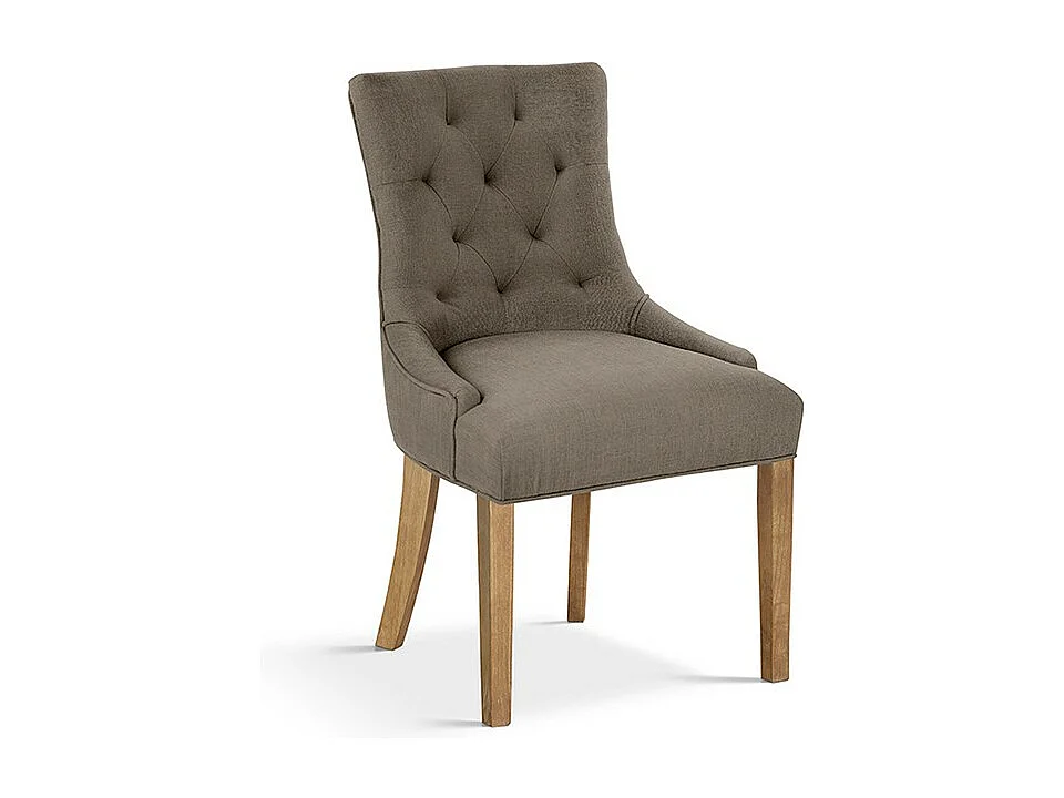 Sedia imbottita in tessuto per sala da pranzo colore taupe. Collezione COSY