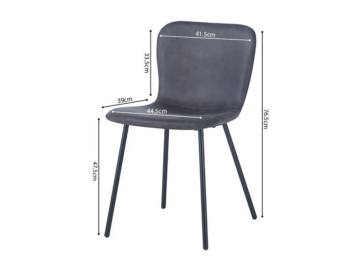 Cadeira de couro PU para sala de jantar na cor cinza escuro. Coleção ALCAN