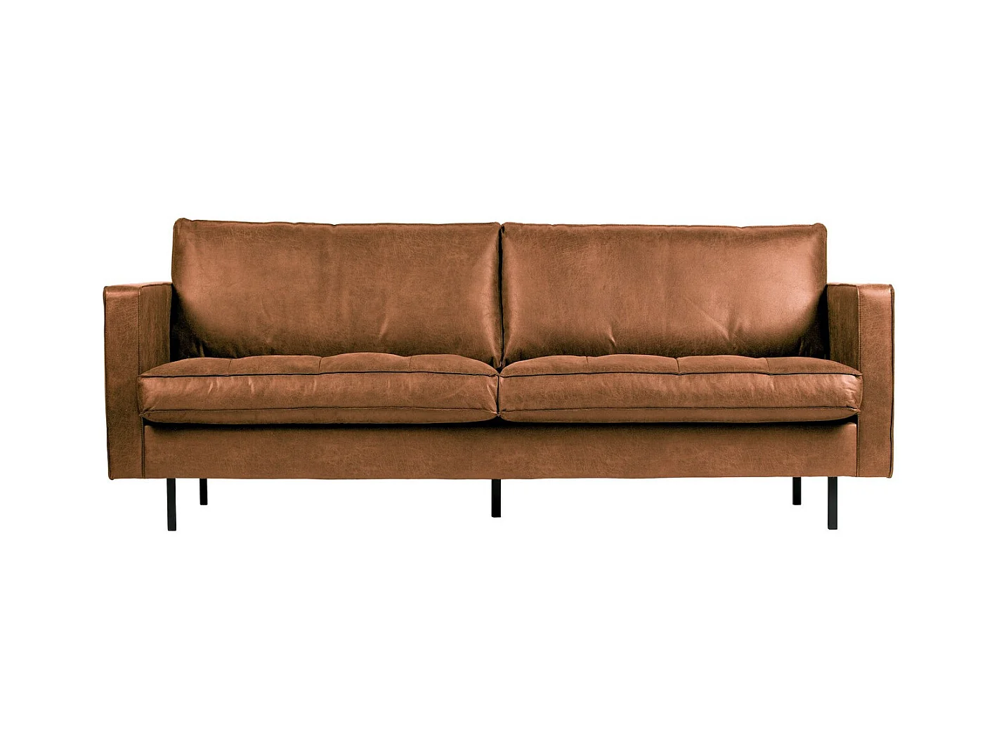 RODEO - Canapé vintage 3 places en cuir recyclé marron