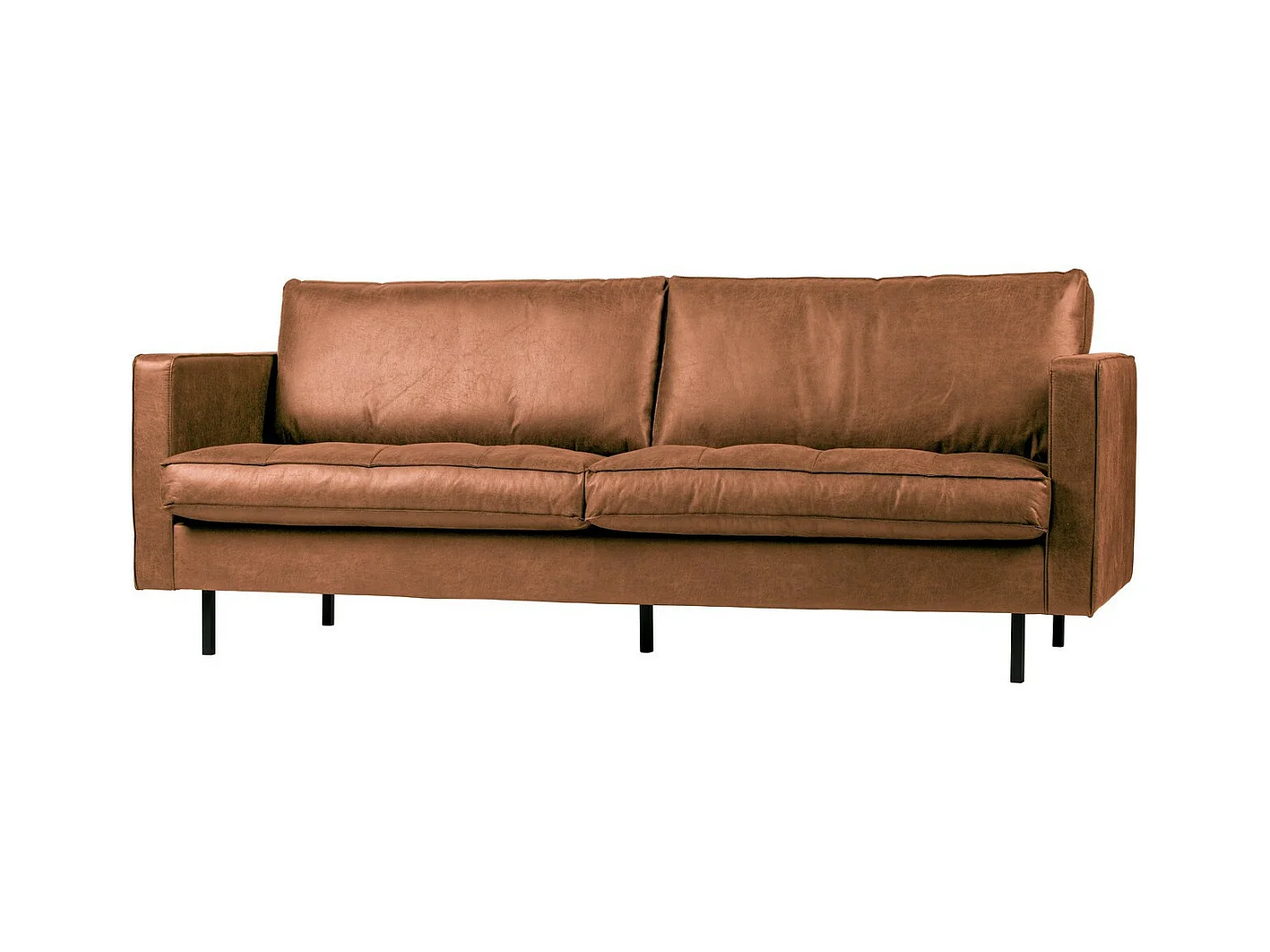 RODEO - Canapé vintage 3 places en cuir recyclé marron