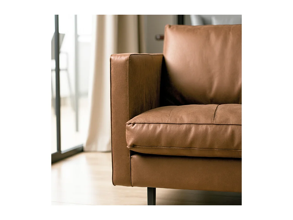 RODEO - Canapé vintage 3 places en cuir recyclé marron