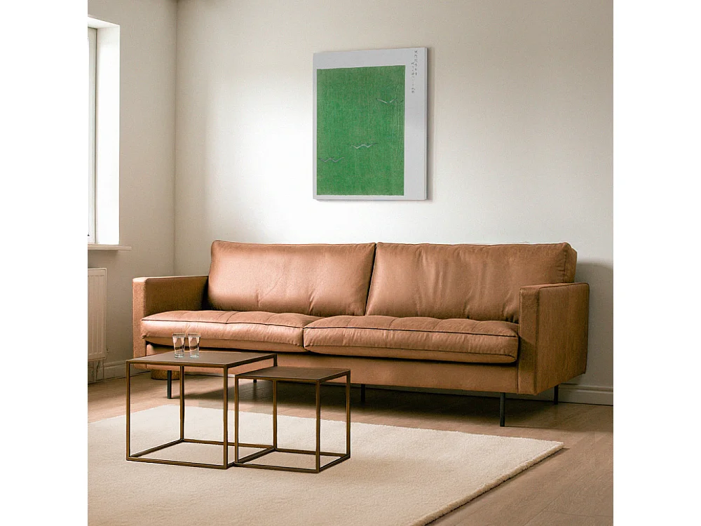 Bronco - Canapé 3 places vintage capitonné - Cognac