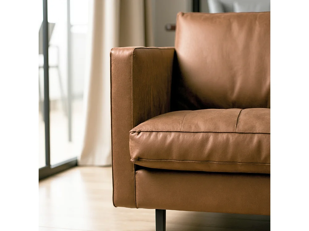 Bronco - Canapé 3 places vintage capitonné - Cognac