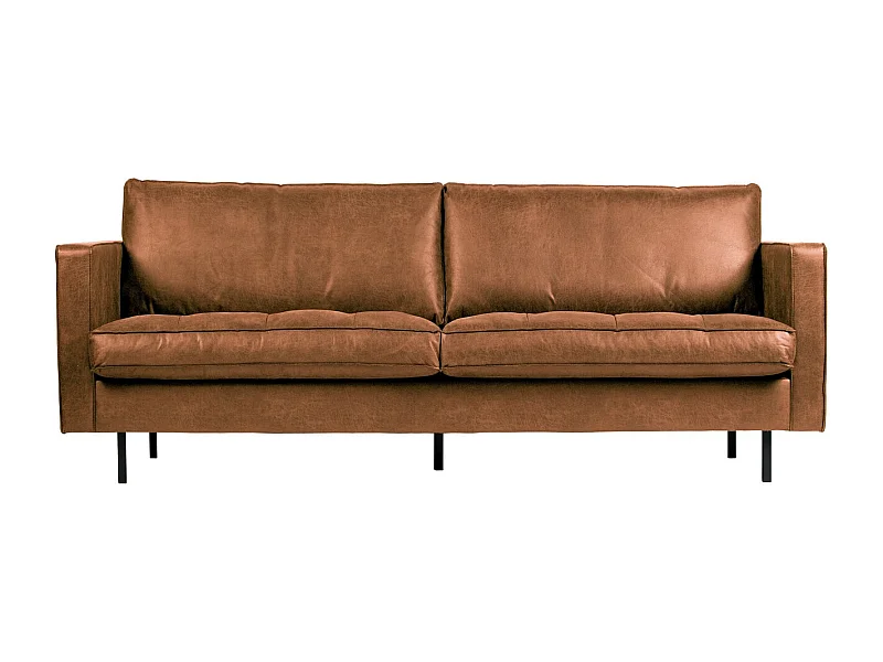 RODEO - Canapé vintage 3 places en cuir recyclé marron
