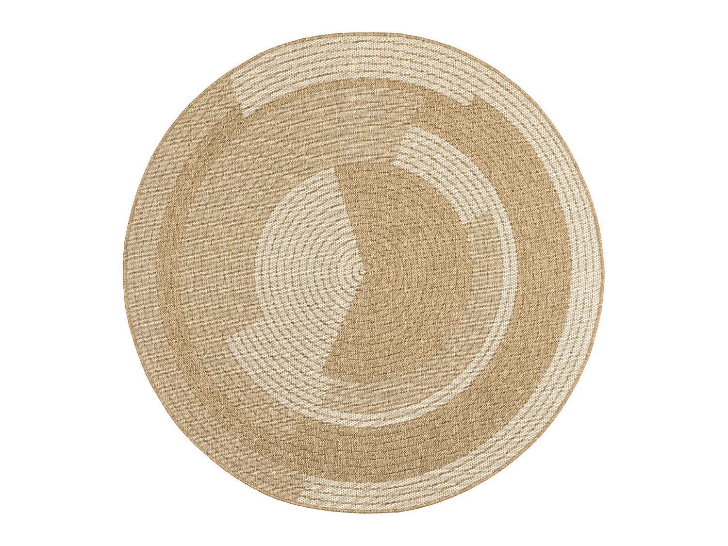 Tapis extérieur rond - 120cm - naturel - 100% polypropylène résistant aux UV - 1400 gr/m² - OXANA