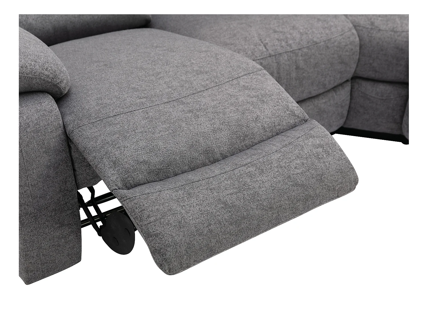 Sofá esquinero reclinable de tela gris claro RIETI