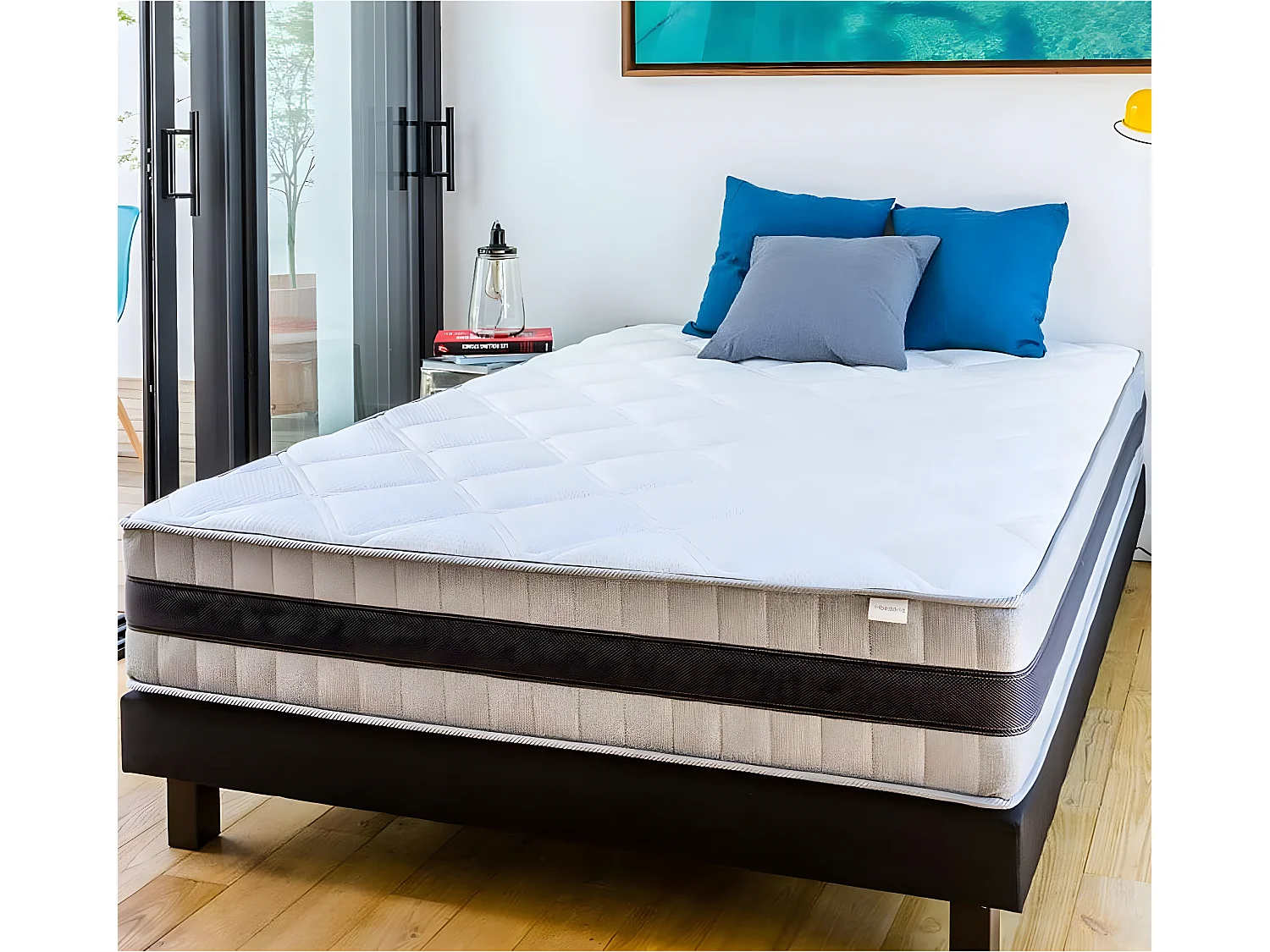 Ensemble matelas mémoire + sommier 180x200 Memo Luxe Hbedding - Mousse haute densité + mémoire de forme