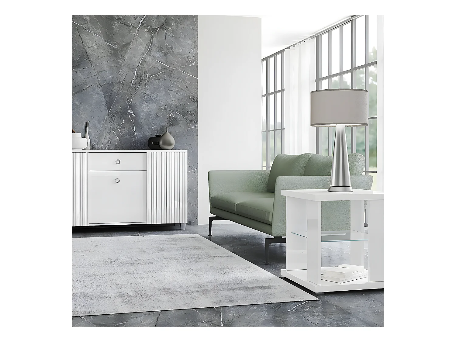 MARIKA - Pack Salon Séjour avec Buffet 3P et Table d'Appoint