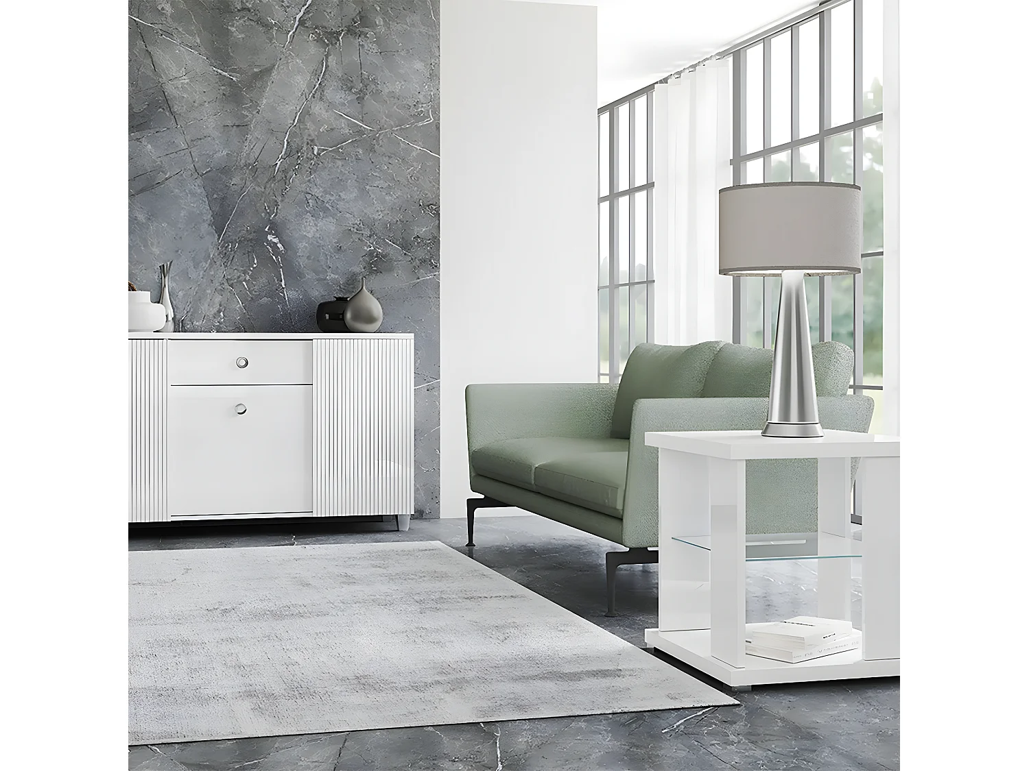 MARIKA - Pack Salon Séjour avec Buffet 3P et Table d'Appoint