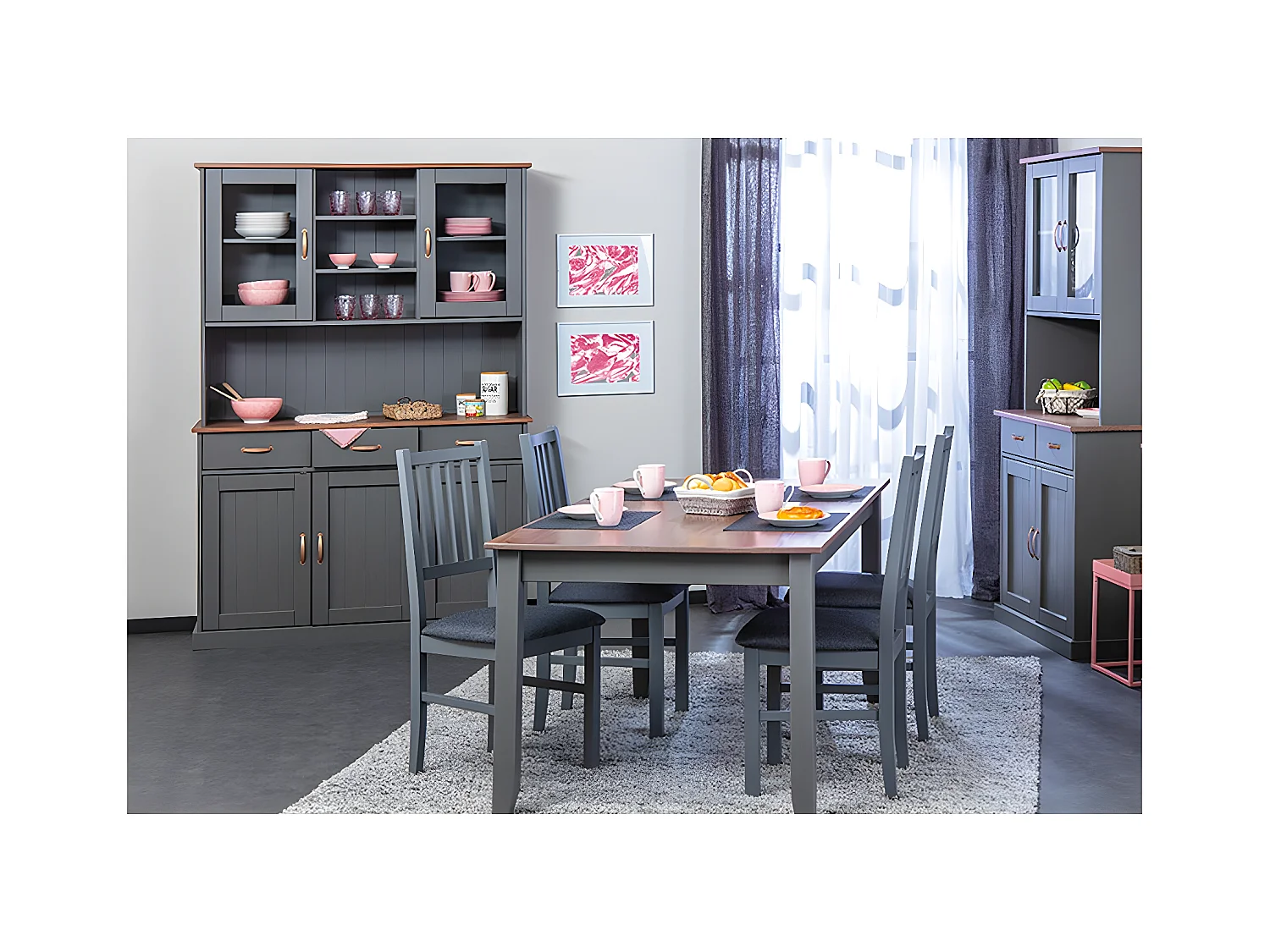 MELINA - Ensemble Séjour avec Table 160cm + 2 Vaisseliers