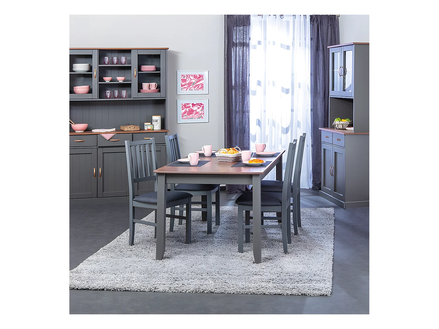 MELINA - Ensemble Séjour avec Table 160cm + 2 Vaisseliers