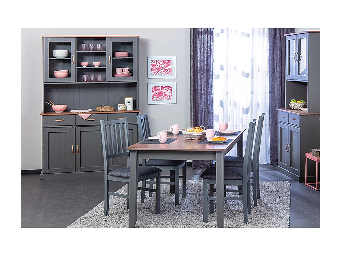 MELINA - Ensemble Séjour avec Table 160cm + 2 Vaisseliers