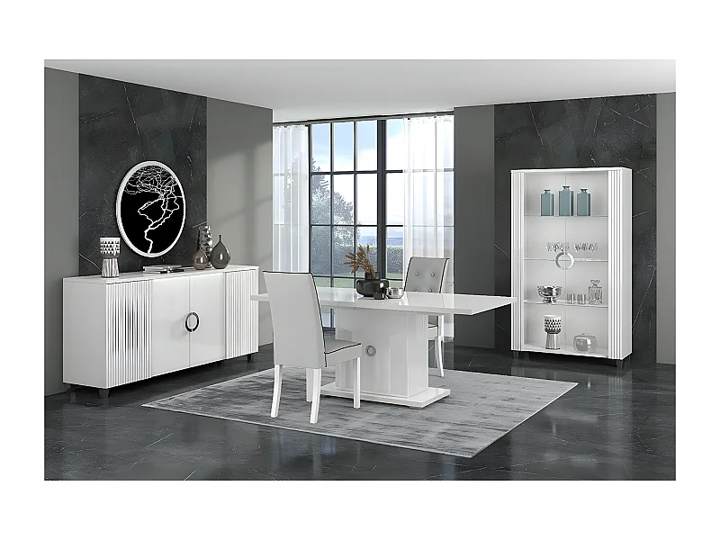 MARIKA - Séjour Complet avec Table Allongeable 160-200cm + Leds