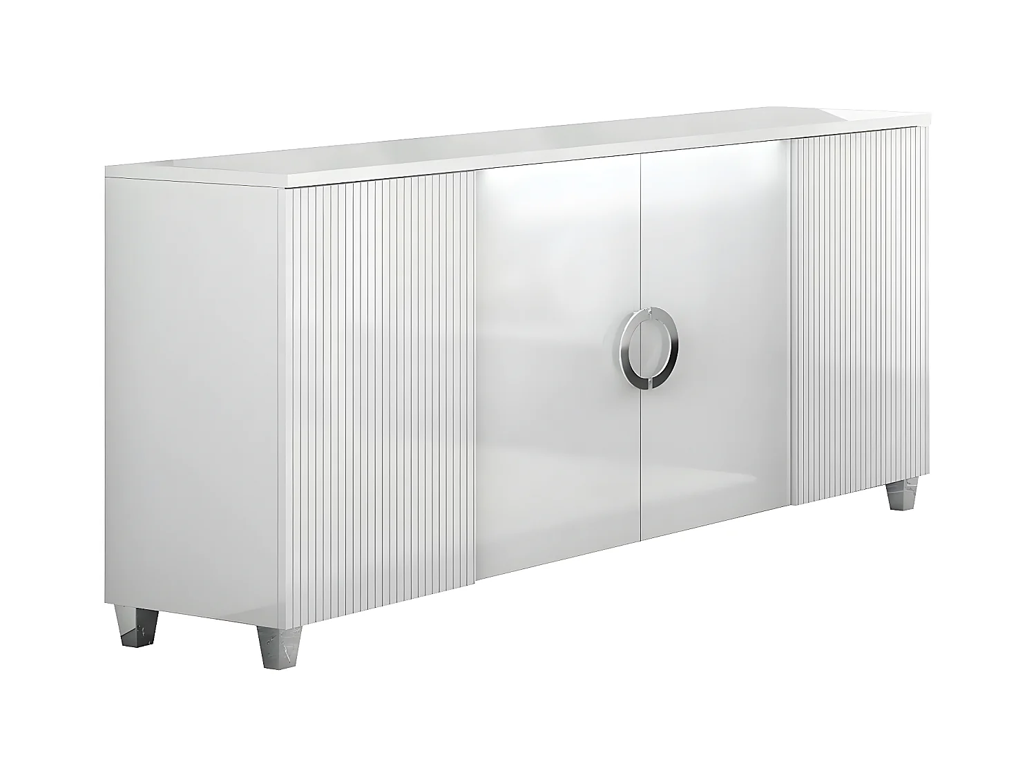 MARIKA - Buffet 4P avec Leds + Table 160cm Effet Pierre