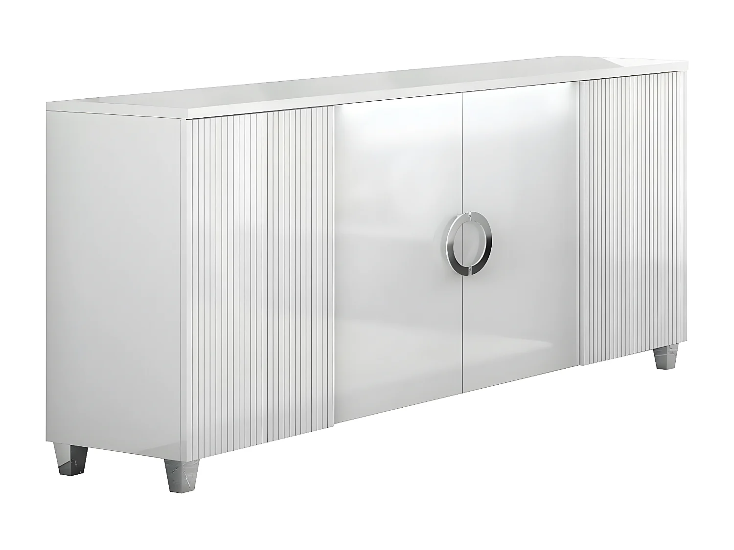 MARIKA - Buffet 4P avec Leds + Table 160cm Effet Pierre