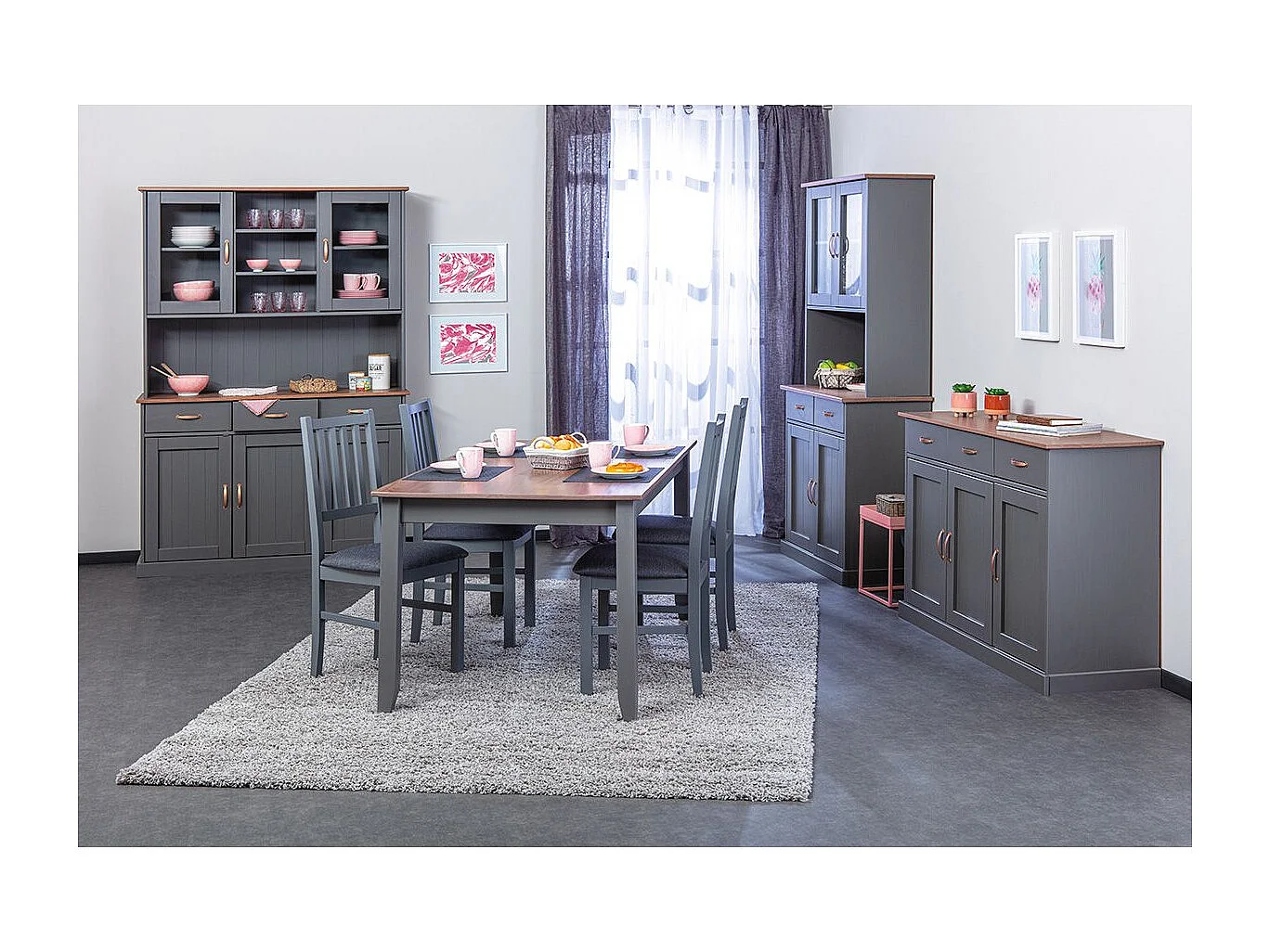 MELINA - Ensemble Séjour Complet avec Table 160cm