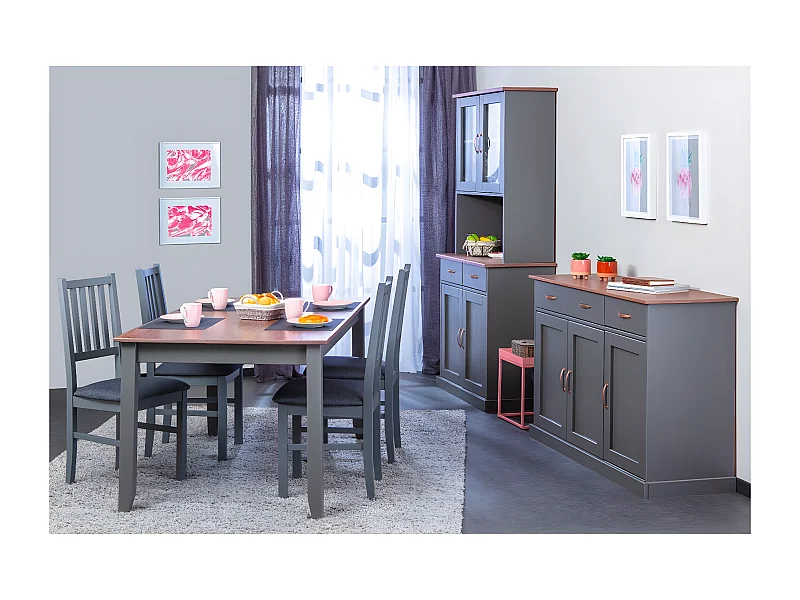 MELINA - Ensemble Table 160cm + Vaisselier + Buffet