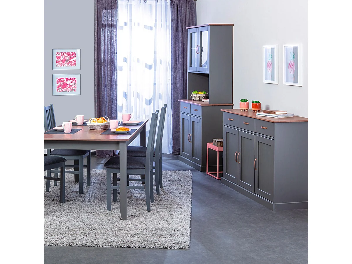 MELINA - Ensemble Table 160cm + Vaisselier + Buffet