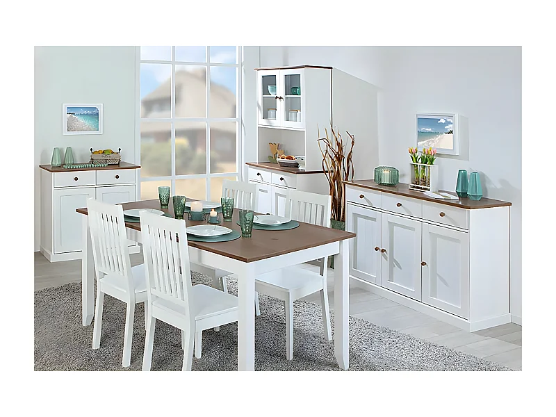 SOCOA - Pack Table 160cm + 2 Buffets + Vaisselier 4 Portes