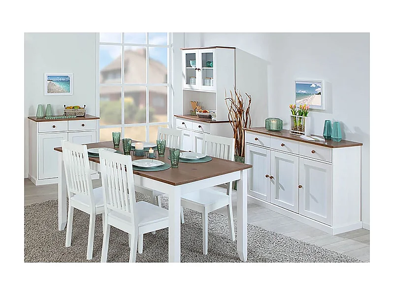 SOCOA - Pack Table 160cm + 2 Buffets + Vaisselier 4 Portes