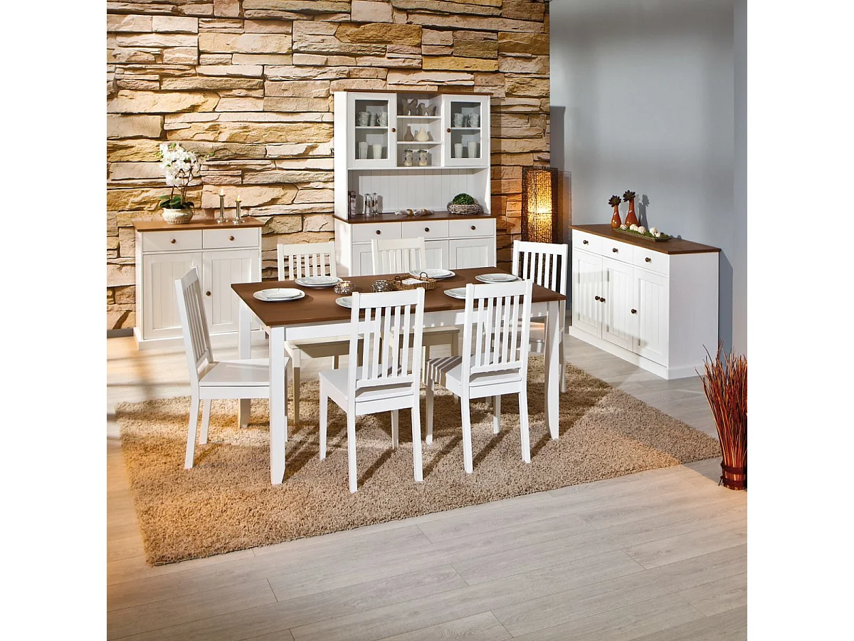 SOCOA - Pack Table 160cm + 2 Buffets + Vaisselier 5 Portes