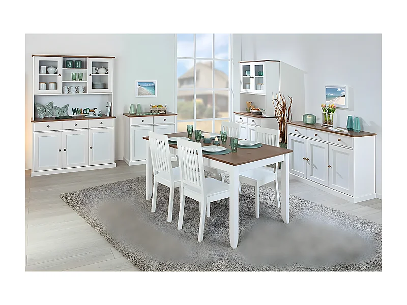 SOCOA - Ensemble Table 160cm + Buffet + 2 Vaisseliers