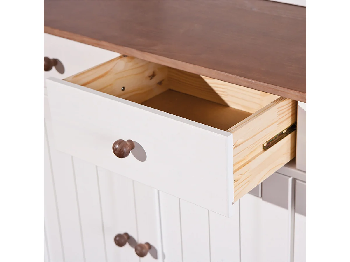 SOCOA - Ensemble Table 160cm + Buffet + 2 Vaisseliers