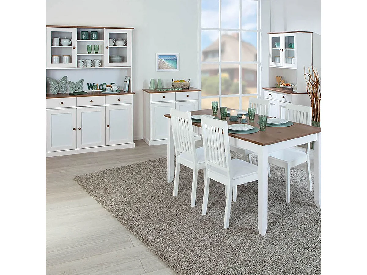 SOCOA - Ensemble Table 160cm + Buffet + 2 Vaisseliers