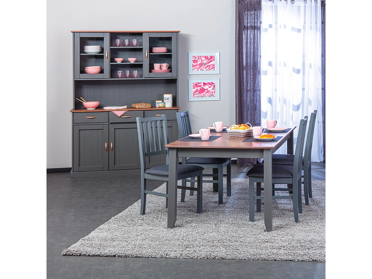 MELINA - Ensemble Table 160cm + Vaisselier 5 Portes